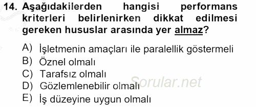 Rekreasyon Yönetimi 2012 - 2013 Dönem Sonu Sınavı 14.Soru