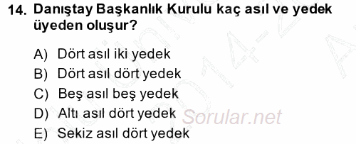 Yargı Örgütü Ve Tebligat Hukuku 2014 - 2015 Ara Sınavı 14.Soru