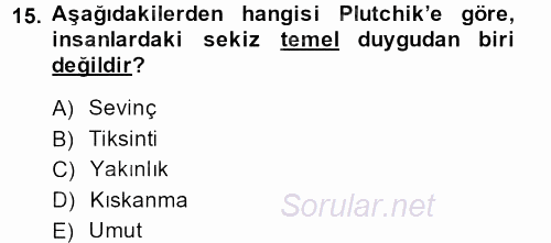 İş ve Yaşamda Motivasyon 2014 - 2015 Ara Sınavı 15.Soru