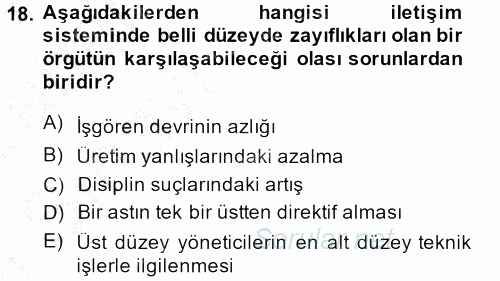 İş ve Yaşamda Motivasyon 2014 - 2015 Ara Sınavı 18.Soru