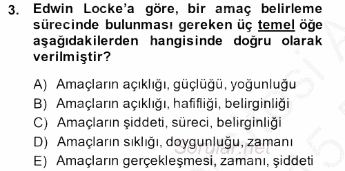 İş ve Yaşamda Motivasyon 2014 - 2015 Ara Sınavı 3.Soru