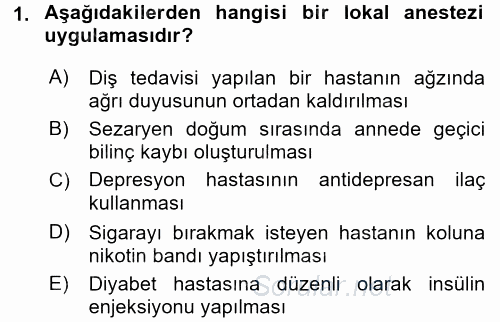 Temel İlaç Bilgisi Ve Akılcı İlaç Kullanımı 2016 - 2017 Dönem Sonu Sınavı 1.Soru