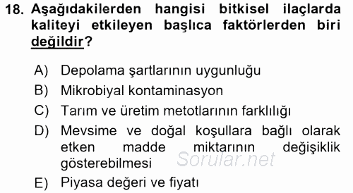 Temel İlaç Bilgisi Ve Akılcı İlaç Kullanımı 2016 - 2017 Dönem Sonu Sınavı 18.Soru