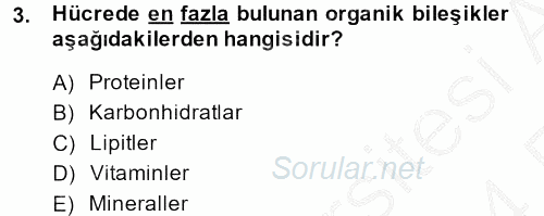 Gıda Bilimi ve Teknolojisi 2013 - 2014 Ara Sınavı 3.Soru