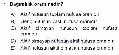 İktisadi Kalkınma 2015 - 2016 Dönem Sonu Sınavı 11.Soru