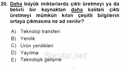 İktisadi Kalkınma 2015 - 2016 Dönem Sonu Sınavı 20.Soru