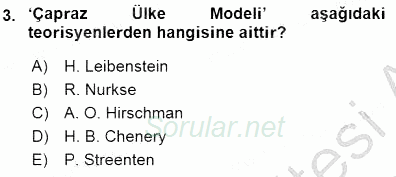 İktisadi Kalkınma 2015 - 2016 Dönem Sonu Sınavı 3.Soru