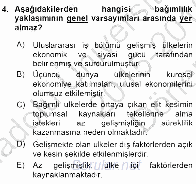 İktisadi Kalkınma 2015 - 2016 Dönem Sonu Sınavı 4.Soru