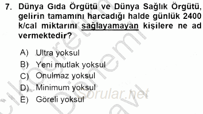 İktisadi Kalkınma 2015 - 2016 Dönem Sonu Sınavı 7.Soru