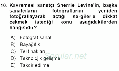 Fotoğraf Tarihi 2015 - 2016 Dönem Sonu Sınavı 10.Soru