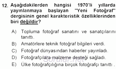 Fotoğraf Tarihi 2015 - 2016 Dönem Sonu Sınavı 12.Soru