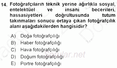 Fotoğraf Tarihi 2015 - 2016 Dönem Sonu Sınavı 14.Soru