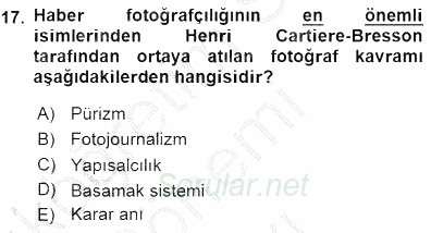 Fotoğraf Tarihi 2015 - 2016 Dönem Sonu Sınavı 17.Soru