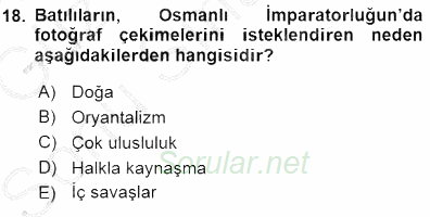 Fotoğraf Tarihi 2015 - 2016 Dönem Sonu Sınavı 18.Soru