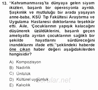 Haber Toplama Teknikleri 2014 - 2015 Ara Sınavı 13.Soru