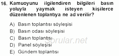 Haber Toplama Teknikleri 2014 - 2015 Ara Sınavı 16.Soru