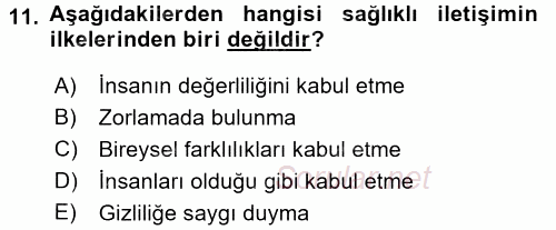 Anne Baba Eğitimi 2017 - 2018 Dönem Sonu Sınavı 11.Soru