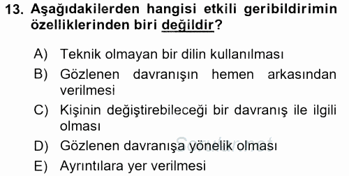 Anne Baba Eğitimi 2017 - 2018 Dönem Sonu Sınavı 13.Soru