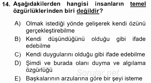 Anne Baba Eğitimi 2017 - 2018 Dönem Sonu Sınavı 14.Soru