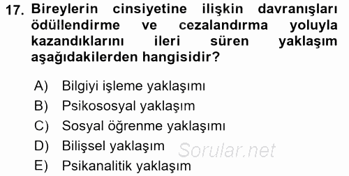 Anne Baba Eğitimi 2017 - 2018 Dönem Sonu Sınavı 17.Soru