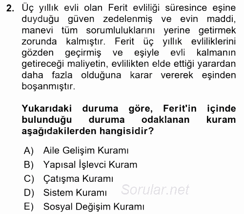 Anne Baba Eğitimi 2017 - 2018 Dönem Sonu Sınavı 2.Soru