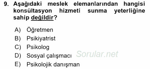 Anne Baba Eğitimi 2017 - 2018 Dönem Sonu Sınavı 9.Soru