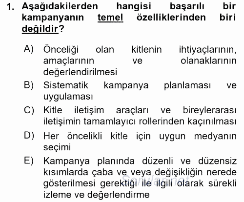 Halkla İlişkiler 2017 - 2018 Dönem Sonu Sınavı 1.Soru