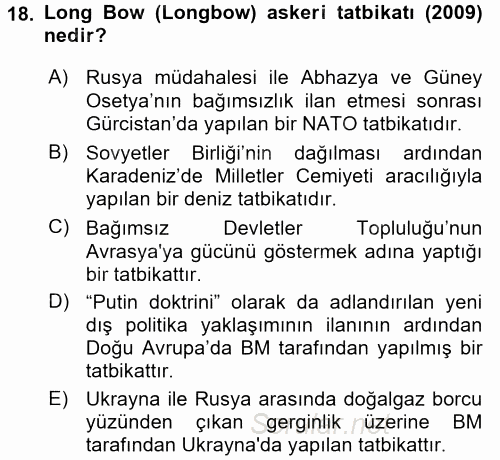 Rusya Tarihi 2017 - 2018 Dönem Sonu Sınavı 18.Soru