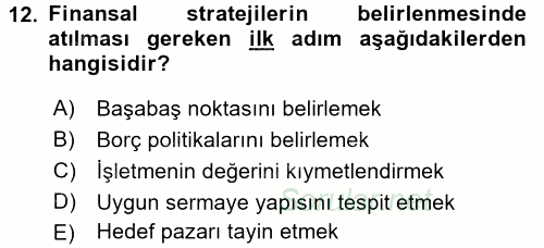 Stratejik Yönetim 2 2015 - 2016 Ara Sınavı 12.Soru