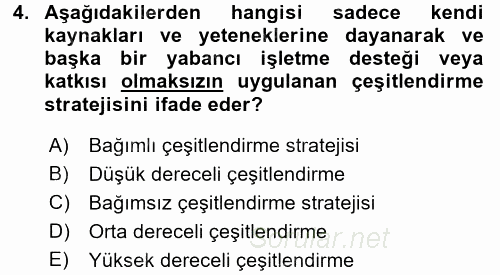 Stratejik Yönetim 2 2015 - 2016 Ara Sınavı 4.Soru