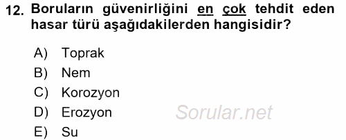 Ulaştırma Sistemleri 2017 - 2018 3 Ders Sınavı 12.Soru