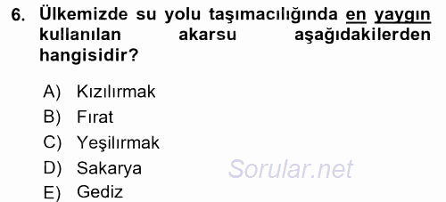 Ulaştırma Sistemleri 2017 - 2018 3 Ders Sınavı 6.Soru