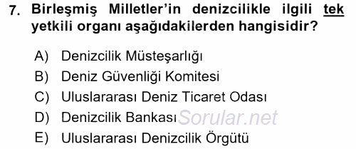 Ulaştırma Sistemleri 2017 - 2018 3 Ders Sınavı 7.Soru