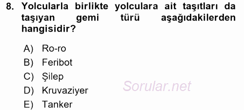 Ulaştırma Sistemleri 2017 - 2018 3 Ders Sınavı 8.Soru