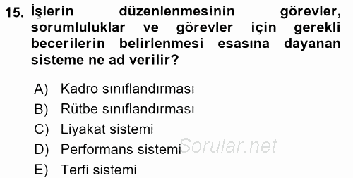 Kamu Yönetimi 2017 - 2018 3 Ders Sınavı 15.Soru