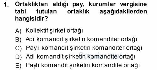 Özel Vergi Hukuku 1 2014 - 2015 Dönem Sonu Sınavı 1.Soru