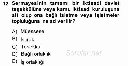 Özel Vergi Hukuku 1 2014 - 2015 Dönem Sonu Sınavı 12.Soru
