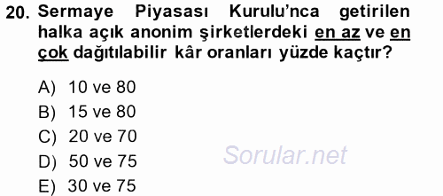 Özel Vergi Hukuku 1 2014 - 2015 Dönem Sonu Sınavı 20.Soru