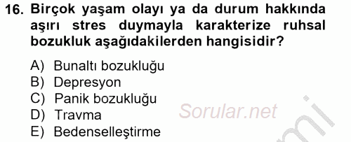 Çatışma ve Stres Yönetimi 2 2012 - 2013 Ara Sınavı 16.Soru