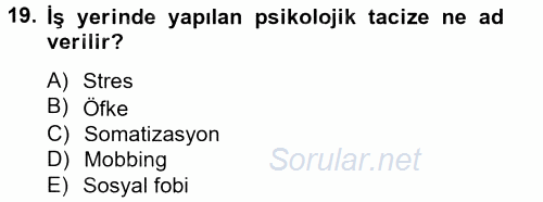 Çatışma ve Stres Yönetimi 2 2012 - 2013 Ara Sınavı 19.Soru