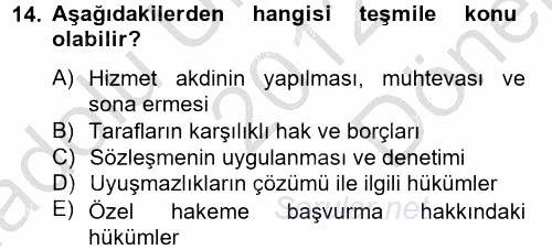 Toplu İş Hukuku 2012 - 2013 Dönem Sonu Sınavı 14.Soru