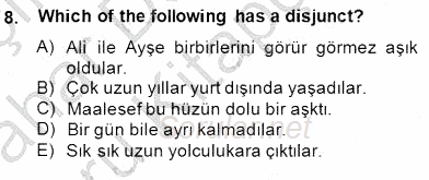 Türkçe Tümce Bilgisi Ve Anlambilim 2014 - 2015 Ara Sınavı 8.Soru