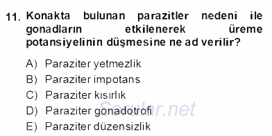 Temel Veteriner Parazitoloji 2013 - 2014 Dönem Sonu Sınavı 11.Soru