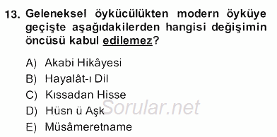 Tanzimat Dönemi Türk Edebiyatı 2 2013 - 2014 Ara Sınavı 13.Soru