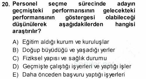 Perakende Yönetimi 2014 - 2015 Ara Sınavı 20.Soru