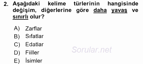 Türkçe Biçim Bilgisi 2017 - 2018 Dönem Sonu Sınavı 2.Soru