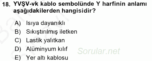 Elektrik Enerjisi İletimi ve Dağıtımı 2016 - 2017 Ara Sınavı 18.Soru