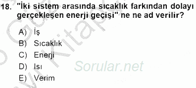 Enerji Analizi 2015 - 2016 Ara Sınavı 18.Soru