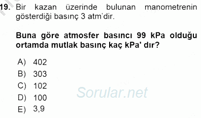 Enerji Analizi 2015 - 2016 Ara Sınavı 19.Soru