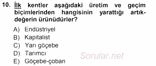 Antropoloji 2014 - 2015 Dönem Sonu Sınavı 10.Soru